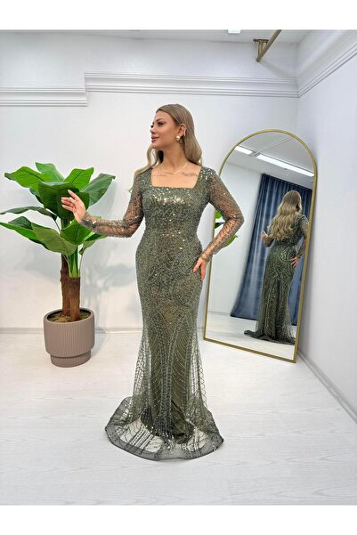 E&A Eren Abiye Kol detaylı askılı pul payet işlemeli abiye