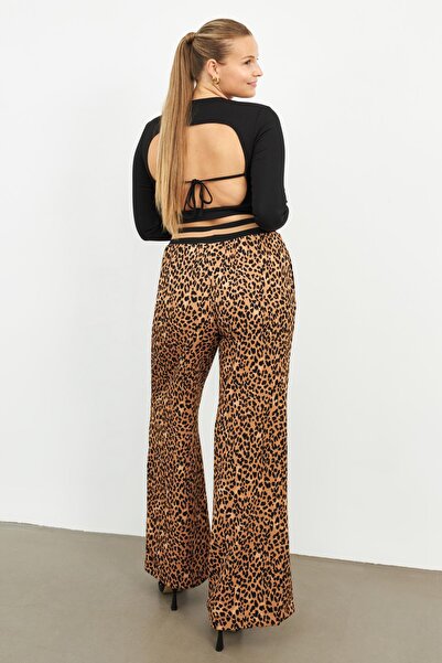 Curly LEOPARD PATTERN WAIST BEAN PANT