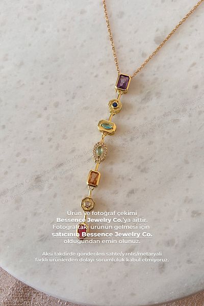 Bessence Jewelry Co Colorful Zircon Stone Y Model Necklace