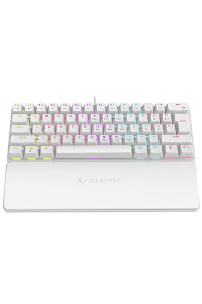Rampage Tastatura Mecanica Gaming, Plower K60, Iluminare Rainbow, Switch Blue, Alb