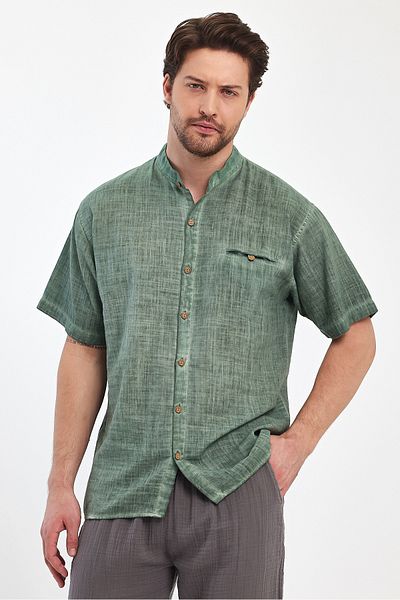 Heaven Ephesus Ανδρικό κοντομάνικο πουκάμισο Judge Collar Washed 4700