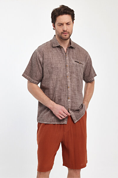 Heaven Ephesus Мъжка риза с къс ръкав и яка, изпрана, 4690