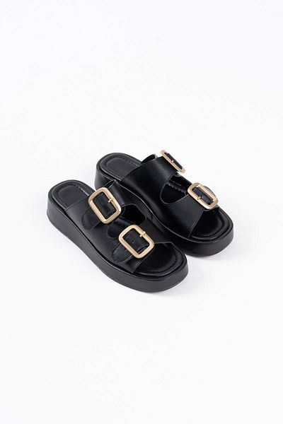 EMOYRA Nare Black Skin Slippers