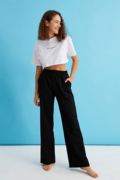 Curly Μαύρο φαρδύ παντελόνι