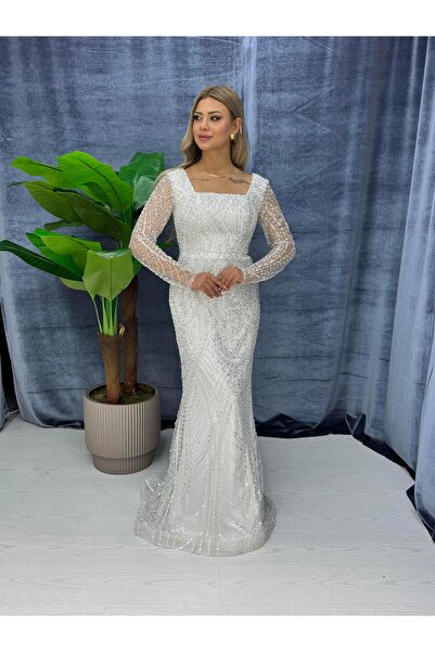 E&A Eren Abiye Kol detaylı askılı pul payet işlemeli abiye