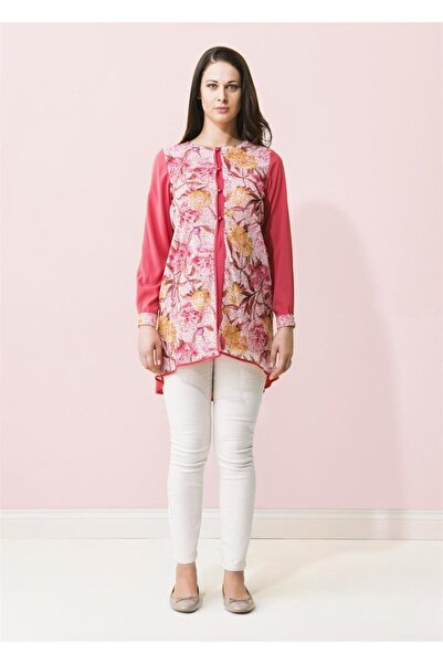 Desen Hamile Giyim Pembe İki Parçalı Hamile Tunik Bluz
