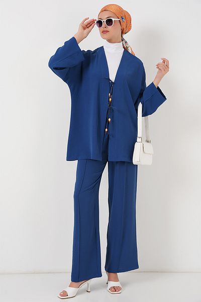 Bigdart Γυναικείο παντελόνι Ayrobin Kimono Σετ δύο τεμαχίων 6739 - Indigo