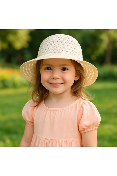 DUBAİ ÇOCUK Girl's Straw Summer Hat – Wide Brim
