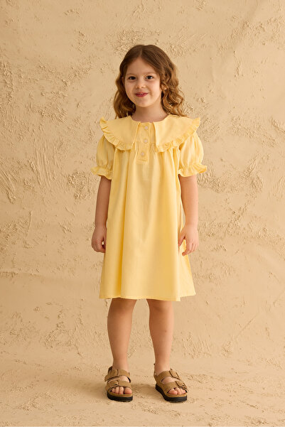 Fahhar Kids Rabbit Ears Dress Yellow