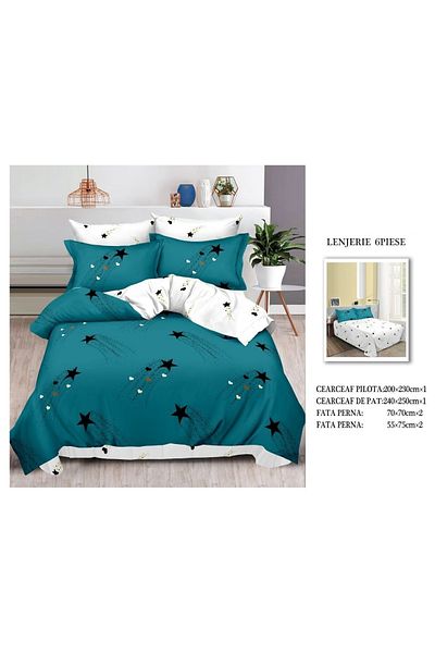 CHIRASO CHIRASO Finet Bedding Set, 6 Pieces, Sheet 240x250, Quilt 200x230, 4 Pillowcases, Print