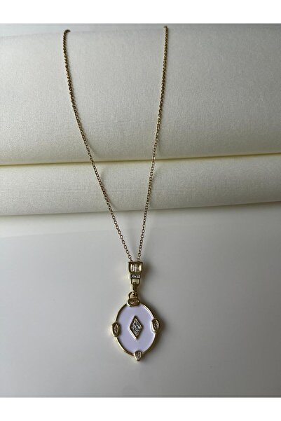 Steel Crush Plate Stone Detailed Design Women Necklace