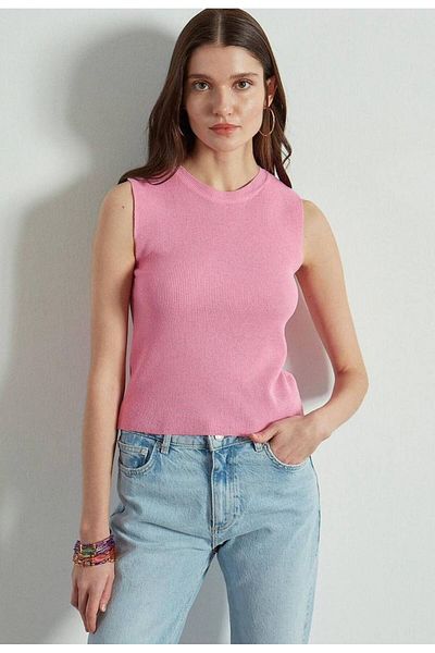 İLKCET MODA Basic Αμάνικο Crop Γυναικείο Πλεκτό