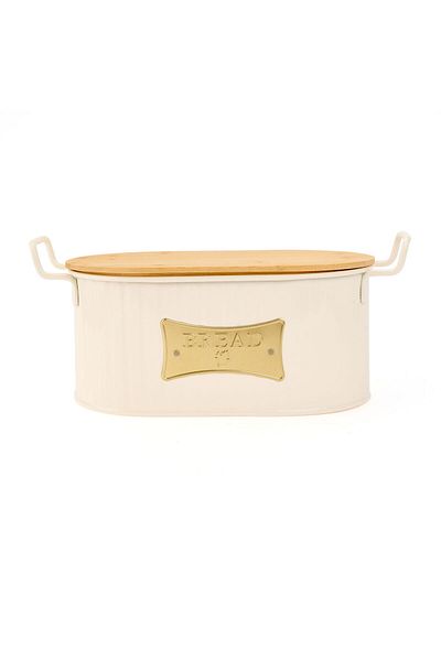 MATMEL Wooden Cutting Board Bread Box - Cream - 33 cm