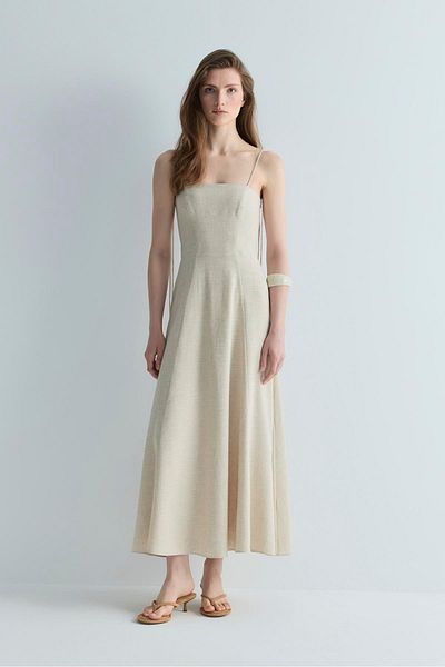 Suud Collection Φυσικό λινό φόρεμα Melinda με λουράκι