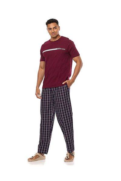 R&B Burgundy Printed Pyjama Set
