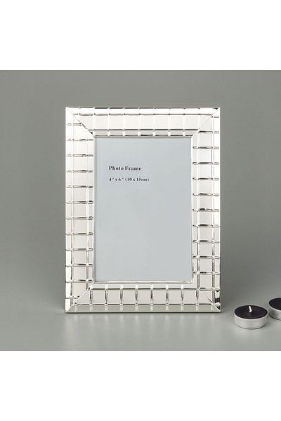 ASPARTAM Metal Striped Photo Frame - Silver - 10X15 cm