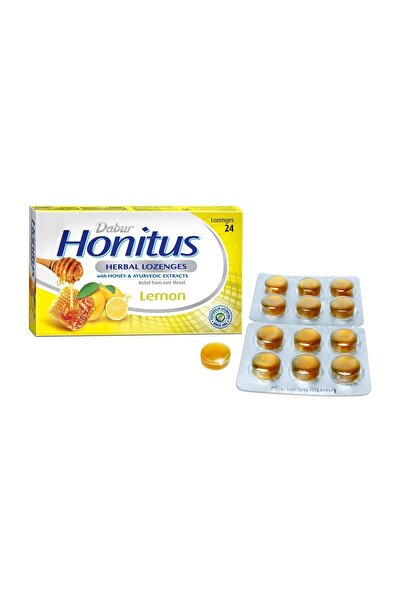 Dabur Honitus Herbal Lozenges With Lemon Flavor Soothes Sore Throat & Relieves Cough With Herbal Goodness