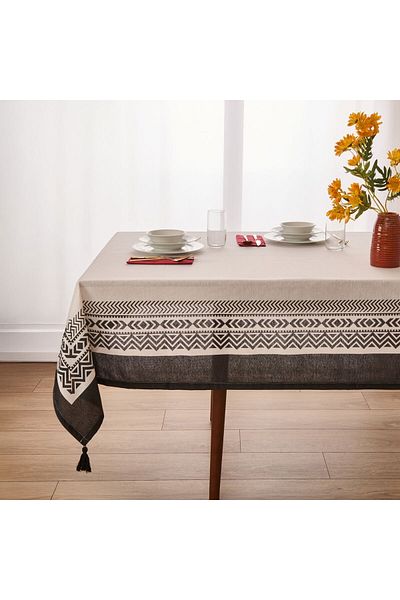 ASPARTAM Ethnic Tablecloth - White - 140X220 cm