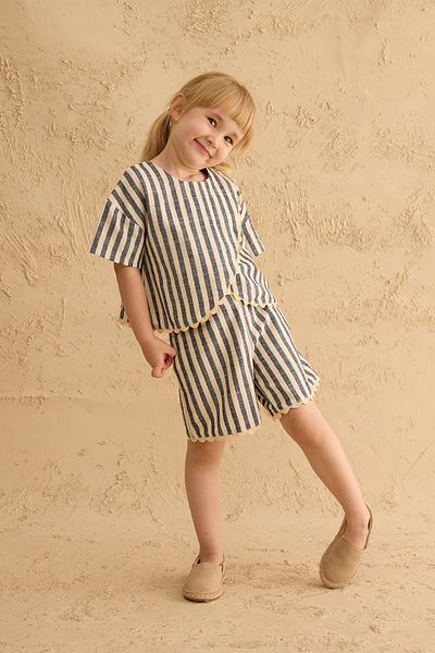 Fahhar Kids Striped Water Stone Suit Navy Blue