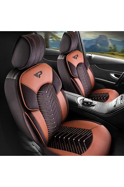 Panda Set Huse Scaune Auto Panda Dubai, material textil cu piele ecologica, cu fermoare pentru bancheta ra