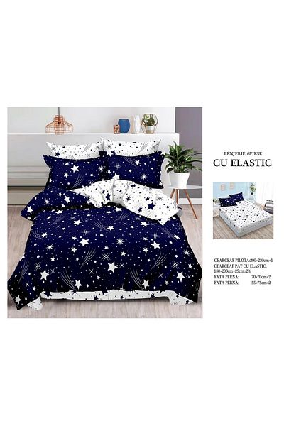 CHIRASO CHIRASO Finet Bedding Set, 6 Pieces, Fitted Sheet 180x200, Duvet Cover 200x230, 4 Pillowcases, Print