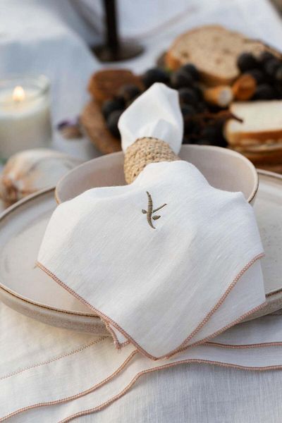 JOJOMIA Lole Fabric Serving Presentation Napkin 45X45 Cream-Salmon