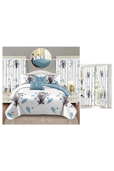 CHIRASO CHIRASO Bedding Set, 8 Pieces with Drapery, 230x240 Sheet, Duvet Cover and 4 Pillowcases