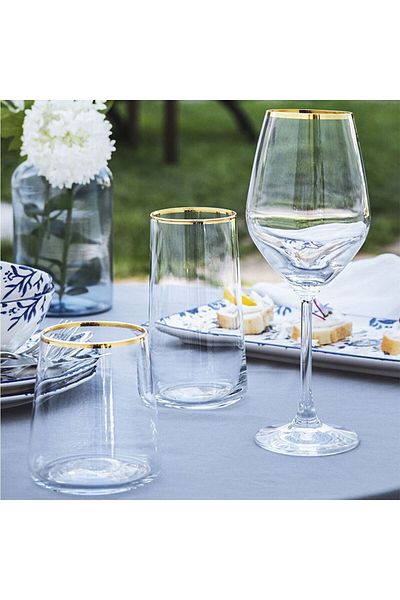 MATMEL Avantgarde Gold 6-Piece Footed Glass - 490 ml