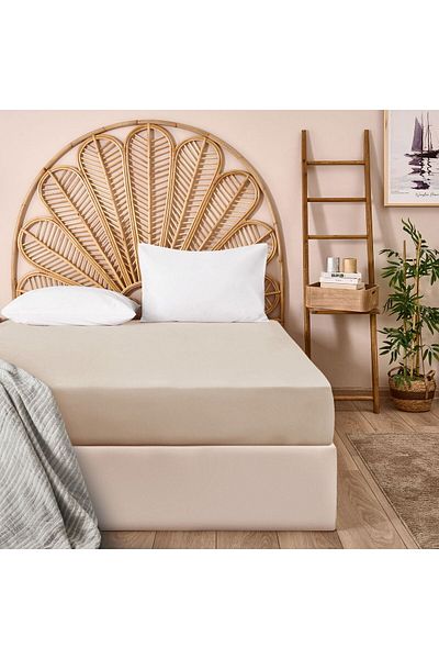 Evidea Soft Double Fitted Sheet - Beige - 180X200 cm
