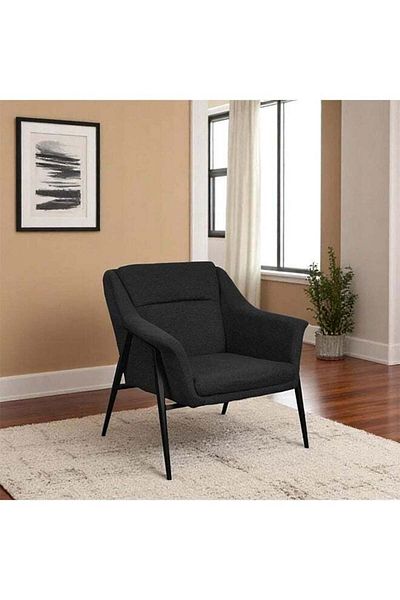 Generic Single Upholstered Chair with Sturdy Metal Frame || Black