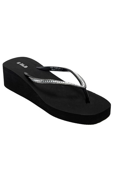 R&B Black Embellished Wedges