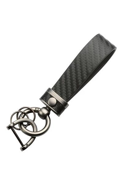 LUVLU Carbon Keychain with 360-degree rotation, anti-loss D-ring, 2 small rings and screwdriver