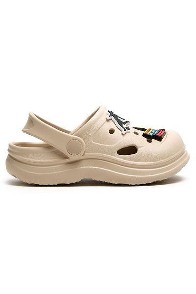 R&B Beige Jibbitz Slingback Clogs