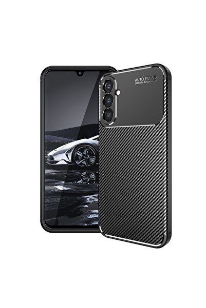 SKYDDAR INNOVATION Carcasă pentru Samsung Galaxy A14 5G / Galaxy A14 4G, fibră de carbon, anti-șoc, neagră, set autocolante