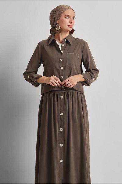 Alvina Button Detail Skirt Suit 45360