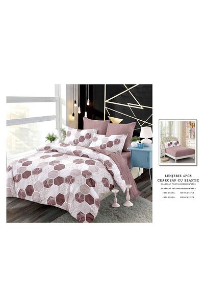 CHIRASO CHIRASO Finet Bedding Set, 6 Pieces, 2 Persons, Fitted Sheet 180x200, Duvet Cover 200x230, 4 Pillowcases