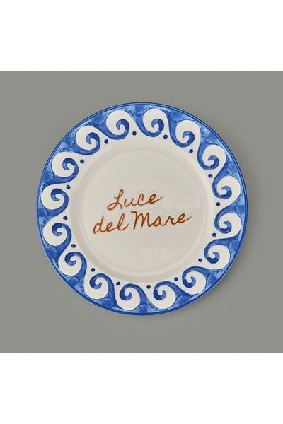 MATMEL Luve Del Mare Dessert and Breakfast Plate - Cream / Blue - 21 cm