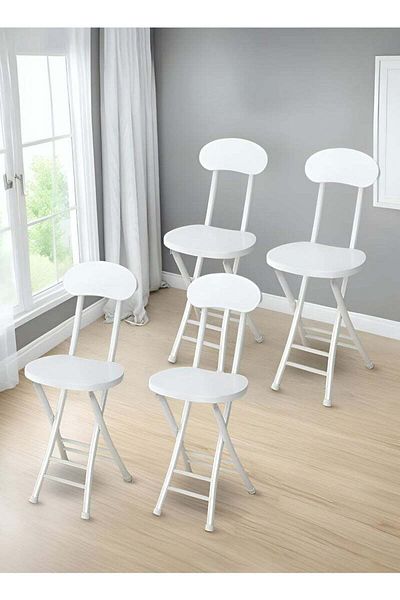 Taimi 4-Piece Folding Chair with Metal Frame , Portable Chair For Indoor and Outdoor Use - White