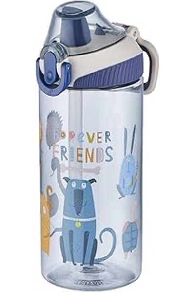 Mu Art Ahşap Vagonlife Fiftyfifty Tritan 500ml Children's Water Bottle with Silicone Straw