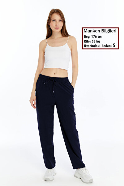 KRAVEN Women's Navy Blue Summer Oversize Straight Leg Parachute Fabric Sweatp...