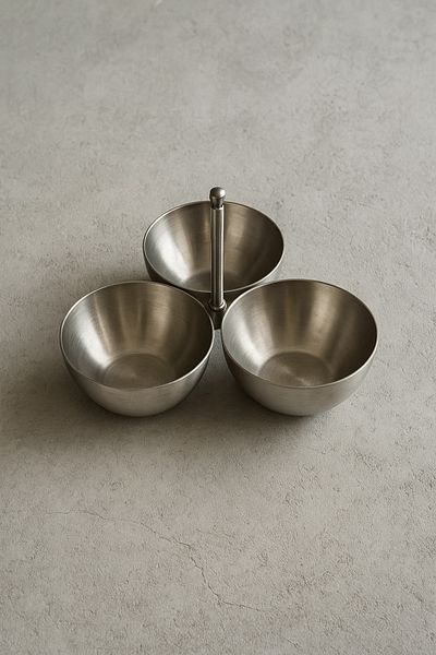 Mirilliahome 3 Compartment Stainless Steel Presentation Bowl – Metal Snack Bowl and Sauce Bowl