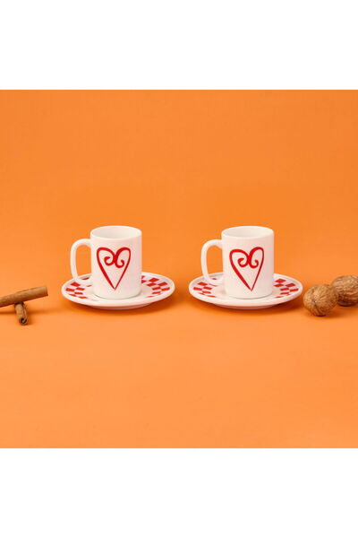 ASPARTAM Kitchen Love 4 Piece Coffee Cup Set - Pink / White