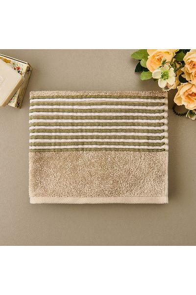 MATMEL Yarn Dyed Linen Border Face Towel - Beige - 50X80 cm