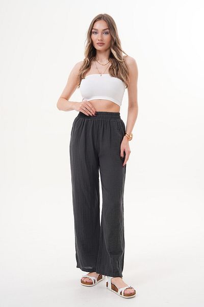 Laressi Muslin Trousers with Elastic Waist and Pockets