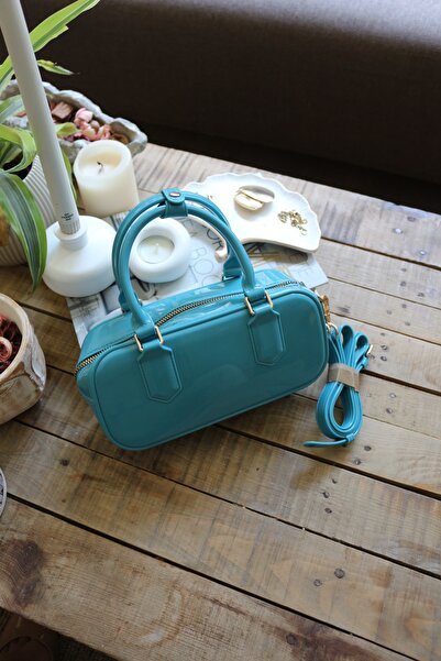 Moom Bag Women's Turquoise Silicone Double Handle Strap Hand & Shoulder Bag