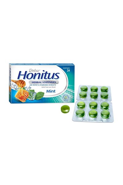 Dabur Honitus Herbal Lozenges Mint 24 pcs | Ayurvedic Cough & Throat Relief with Tulsi, Mulethi