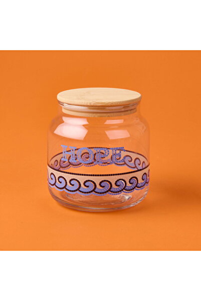 Rakle Blue Mosaiq Hope Kapaklı Cam Kavanoz - Renkli - 635 ml