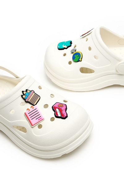 R&B Cream Jibbitz Slingback Clogs