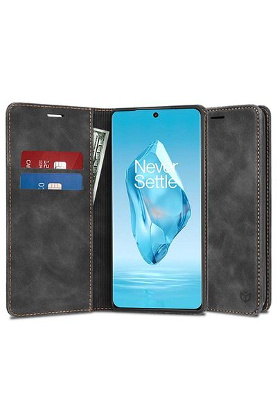 SKYDDAR INNOVATION Case for OnePlus 12R, Soft Wallet, Eco Premium Leather Card Type, Black, sticker set