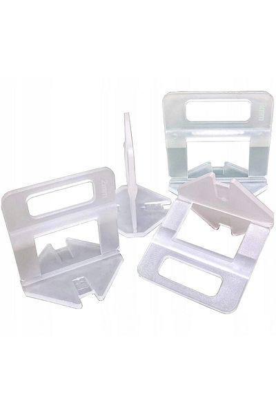 OEM Set of 100 clips for leveling ceramic tiles, 1 mm, plastic, transparent